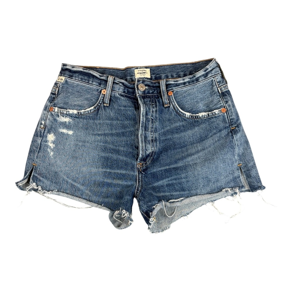 Citizens of Humanity Denim Shorts Women 24 Blue Distressed High Rise Cut Offs
